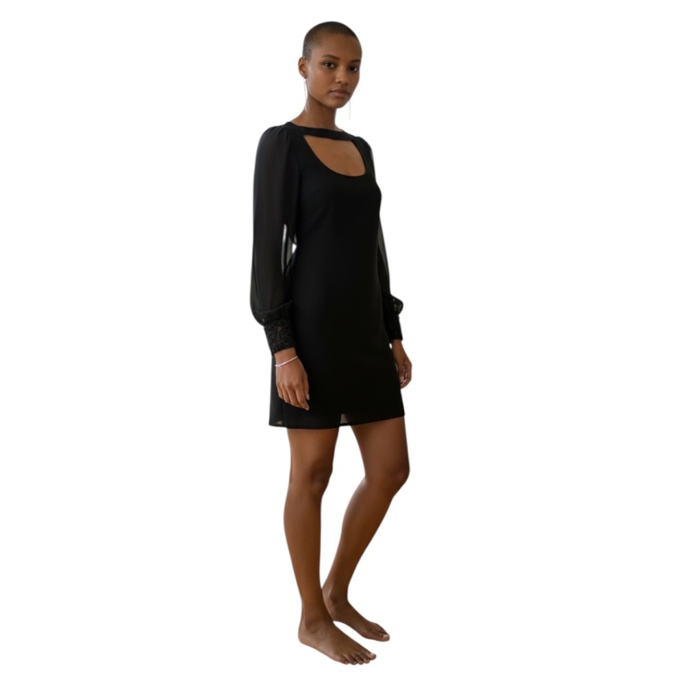 Arden B. Sheer‎ Embellished Long Sleeve Dress Short Dress, Size Medium